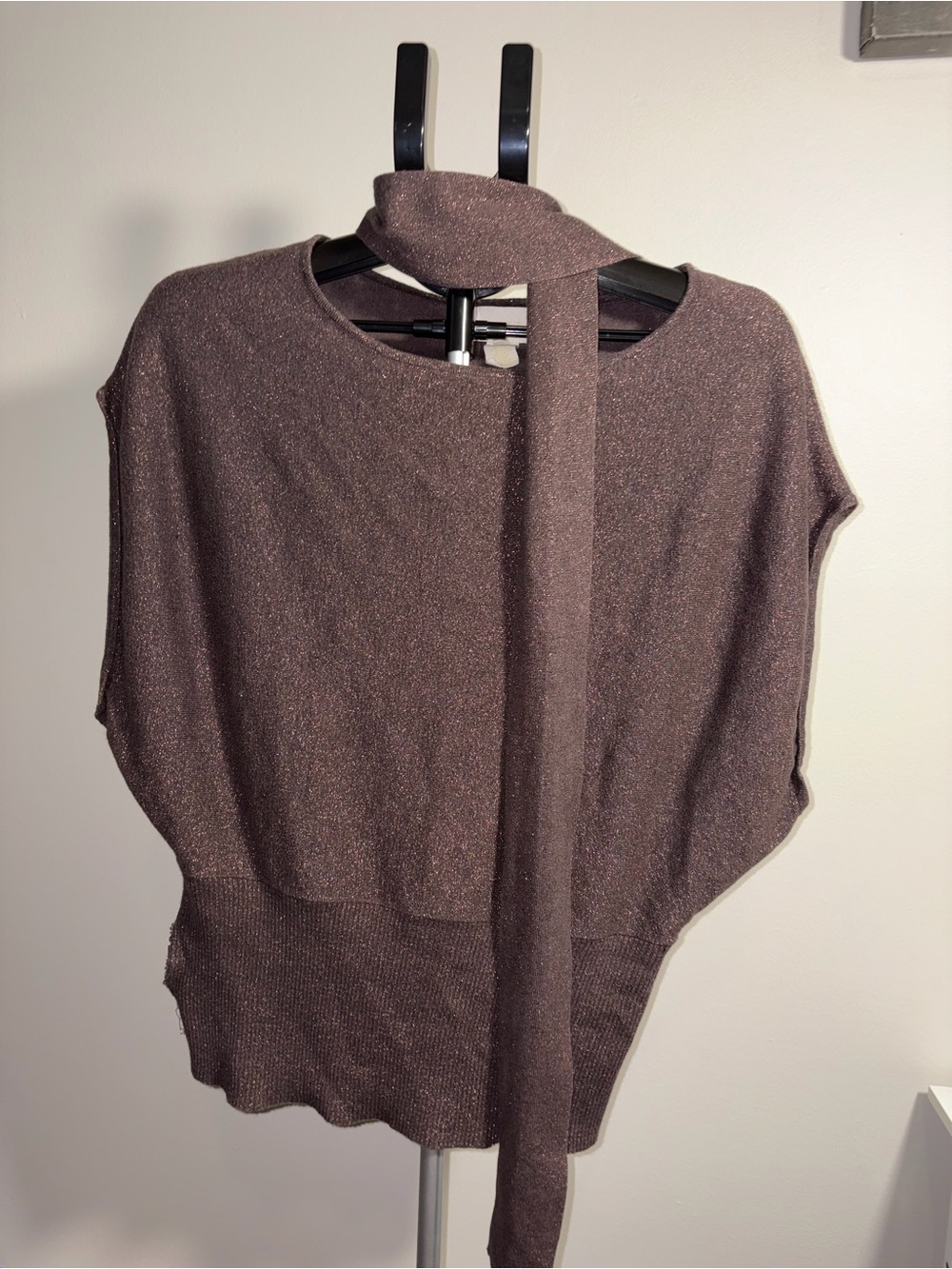 2013 Anthropologie SHAE Cashmere Metallic Scarf Sweater S